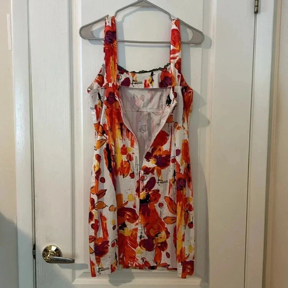 BCX Juniors mini dress size 13 party/dance orange/white sleeveless EUC - Picture 3 of 5